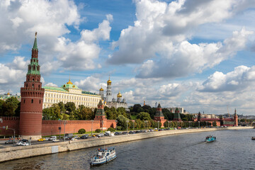 View at the Kremlin and the Grand Kremlin Palace from the Moskwa River in Moscow - Russia - Europe