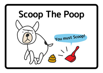 犬の糞害対策用看板のイラスト 糞尿の持ち帰りをお願いする看板 張り紙 注意書きのイラスト フレンチブルドッグの全身横向き © あしたばきょうこ