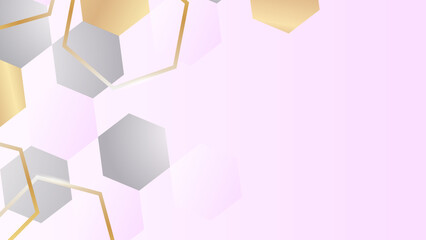 Pink pastel abstract background combine with golden lines element.