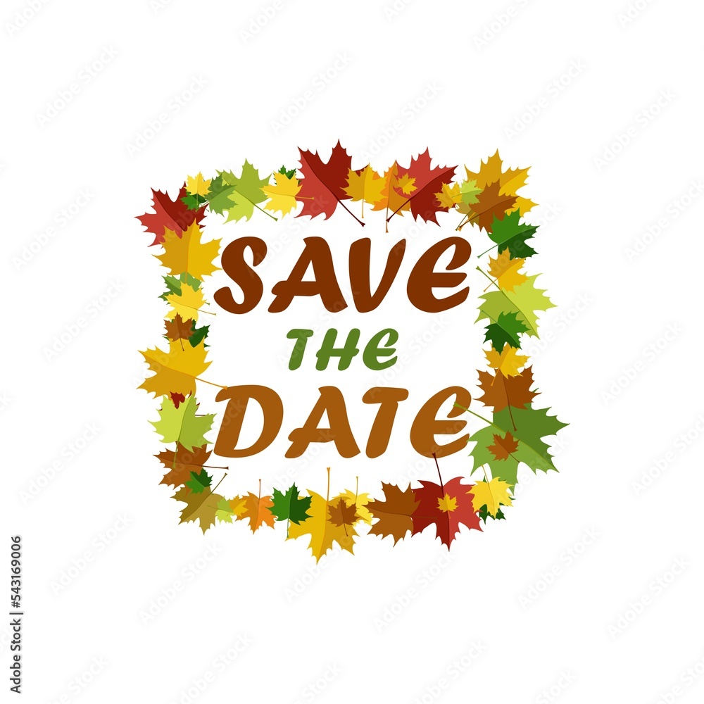 Poster save the date card isolated on white background