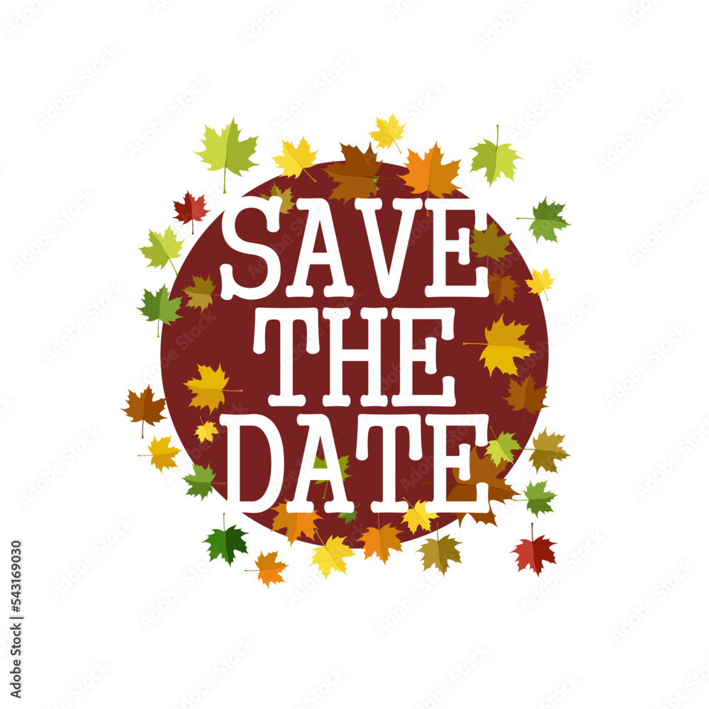 Poster save the date card isolated on white background