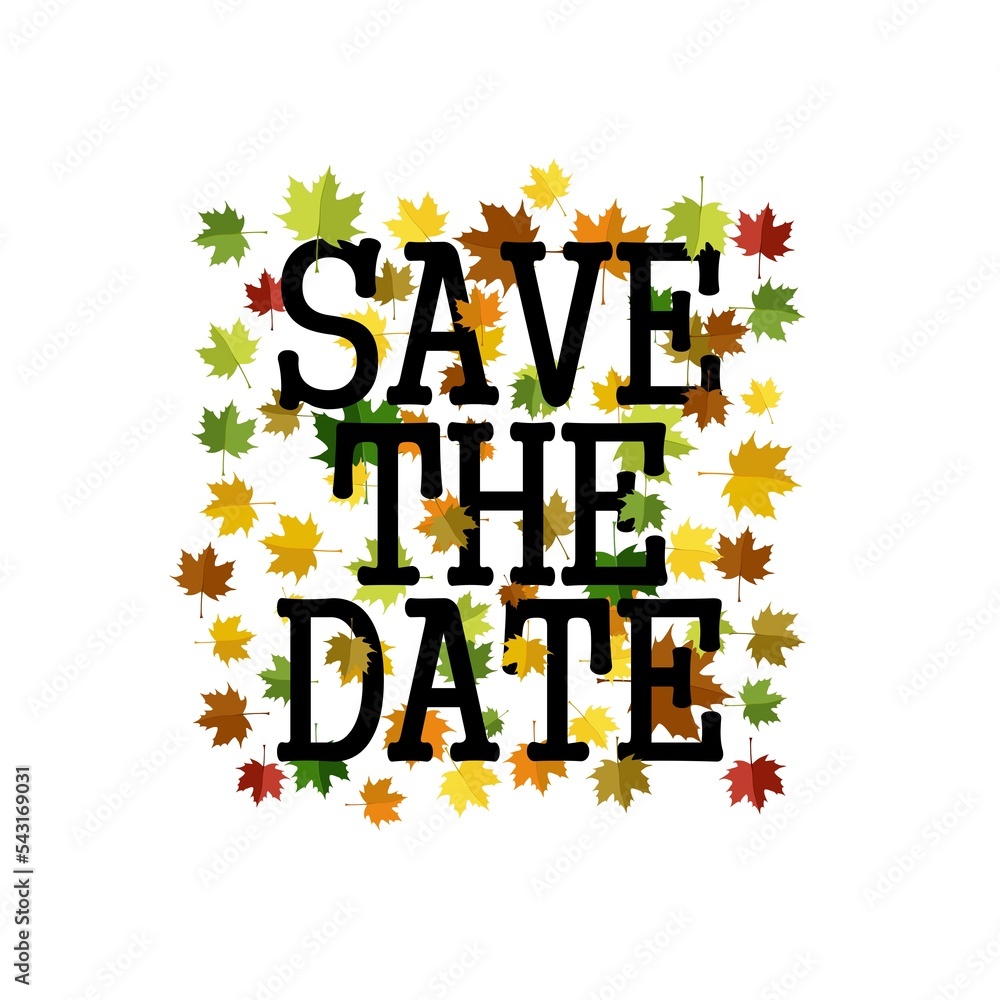 Poster save the date card isolated on white background