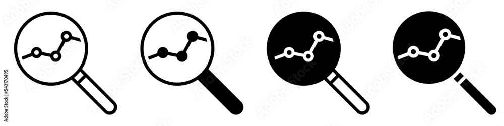 Poster data analysis icon vector set. profit graph illustration sign collection. data science symbol or log