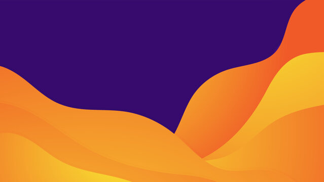 Abstract dark purple illustration with shapes element and orange gradient.