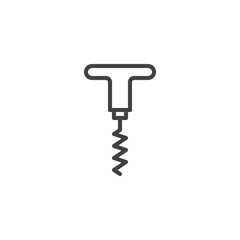 Corkscrew wine opener line icon