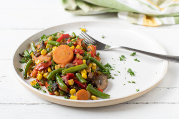 Cooked vegetables on a plate for healthy side dish