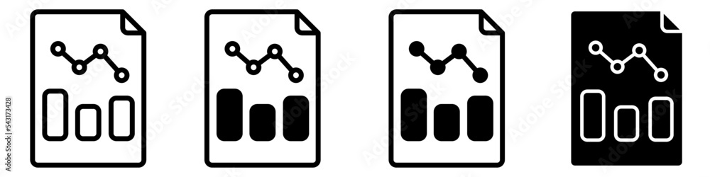 Poster data analysis icon vector set. profit graph illustration sign collection. data science symbol or log