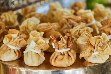 Delicious and mouth-watering canapes with various fillings. Decoration for a festive table