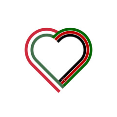 friendship concept. heart ribbon icon of hungary and kenya flags. vector illustration isolated on white background