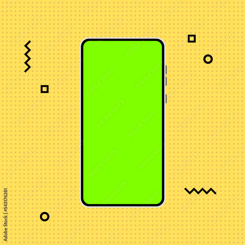 Poster modern phone in flat style with a place to insert an image or video