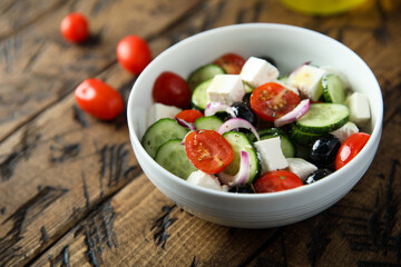 Traditional homemade Greek salad with Feta cheese
