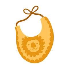 Bib collar for food. Clothes for little baby boy and girl. Vector illustration of cute garment for infant kid. Cartoon pant isolated on white