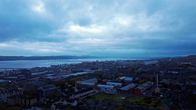 Timelapse shot of stormy thunder clouds coming in over Baxter Park in Dundee, Scotland