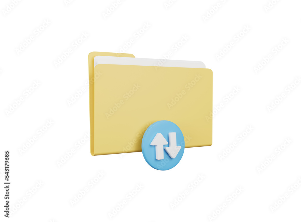 Poster 3d folder icon. file transfer concept. 3d rendering.