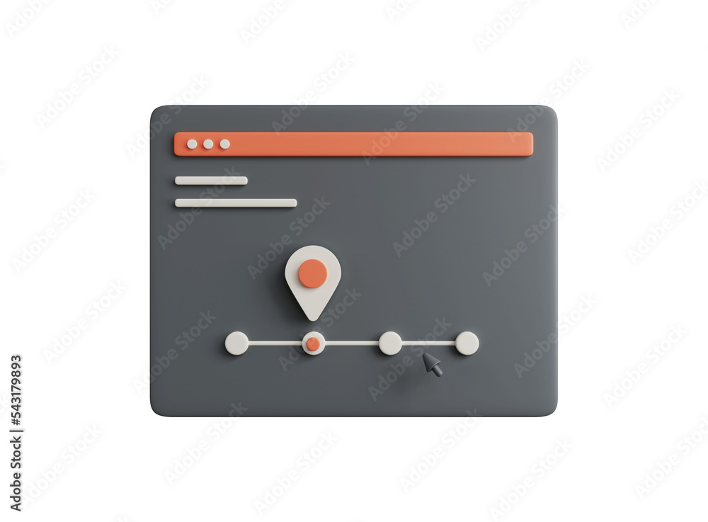 Poster delivery tracking on website. delivery and online order tracking concept. 3d rendering.