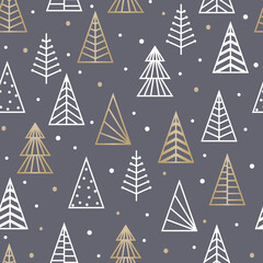 Abstract Christmas trees - seamless pattern. Vector illustration