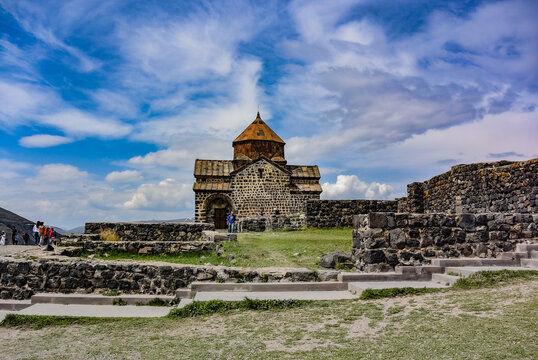 Sevanavank (Sevan Monastery), a monastic complex located on a shore of Lake Sevan in the Gegharkunik Province of Armenia. May 6, 2019