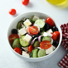 Traditional homemade Greek salad with Feta cheese