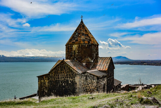 Sevanavank (Sevan Monastery), a monastic complex located on a shore of Lake Sevan in the Gegharkunik Province of Armenia. May 6, 2019
