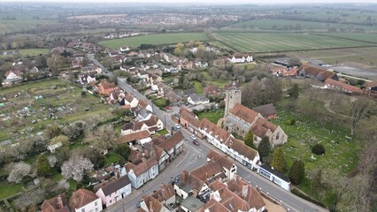 Felsted town in Essex UK Aerial drone © Air Video UK 