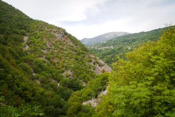 Naklejka premium Vista lungo il sentiero (Orrido di Cupi di Fiamma) sul Monte Nerone