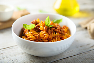Pasta with traditional Bolognese sauce