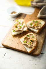 Homemade chicken pate on toast