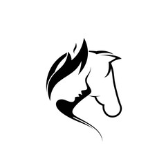 woman and horse logo design