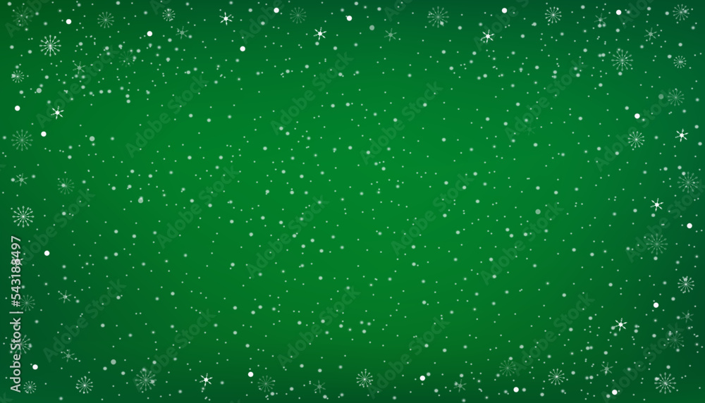 Poster chritmas banner with snow falling on green background.vector abstract winter landscape scene with sn