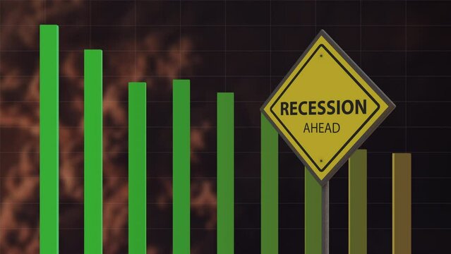 Recession ahead warning symbol with graph