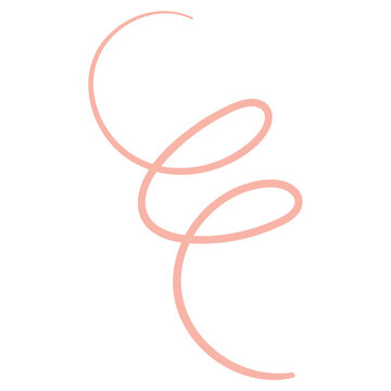 Pink Squiggle Line, decorative element in boho style