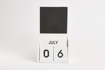 Calendar with the date July 6 and a place for designers. Illustration for an event of a certain date.