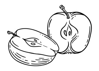 Apple, simple drawing, hand drawn vector illustration