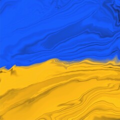 Flag of Ukraine - art made in the technique of liquid acrylic, raster. Perfect for social media, posters, splash screens and your other beautiful designs, abstract drawing