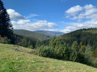 Fototapeta na wymiar landscape in the mountains of Morávka in Czechia