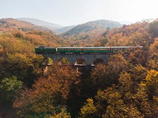 The  train with an autumn landscape, Oravita-Anina, Romania