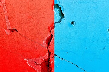Opposed colors texture banner, abstract political election conflicts concept background, e.g., USA,...