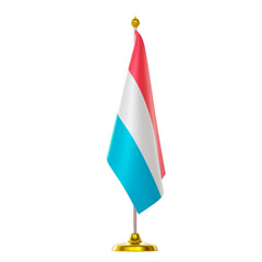 3d render of flag on pole for Luxembourg countries summit and political meeting.