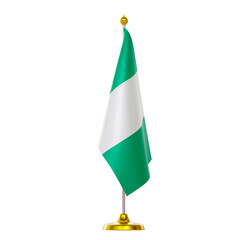 3d render of flag on pole for Nigeria countries summit and political meeting. - obrazy, fototapety, plakaty