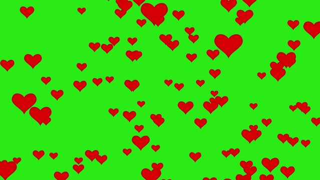 Heart overlay on green screen. Hearts up vfx effect chroma key.