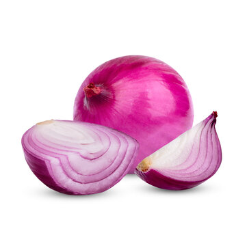 Fresh red onion isolated on transparent background (.PNG)
