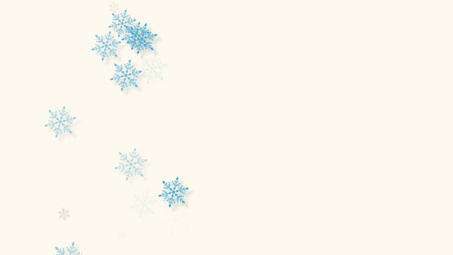 クリスマス 雪の結晶 青 左 小 雪が降る 【背景 オフホワイト】