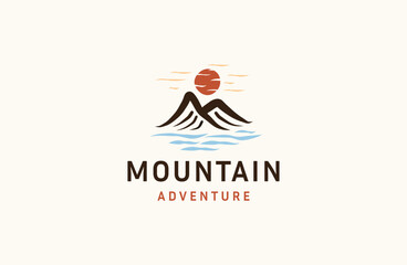 Mountain logo icon design template flat vector