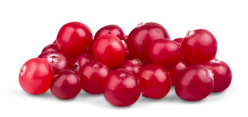 Red ripe cranberries isolated on white