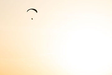 Paraglider with summer sunset
