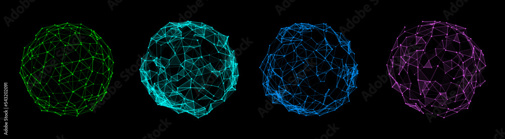 Poster vector futuristic sphere of particles and lines. network connection big data. abstract technology ba