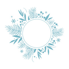 Christmas wreath with place for text. The winter holidays. Vector illustration. Nature design template for winter greeting card, poster, banner, label, packaging