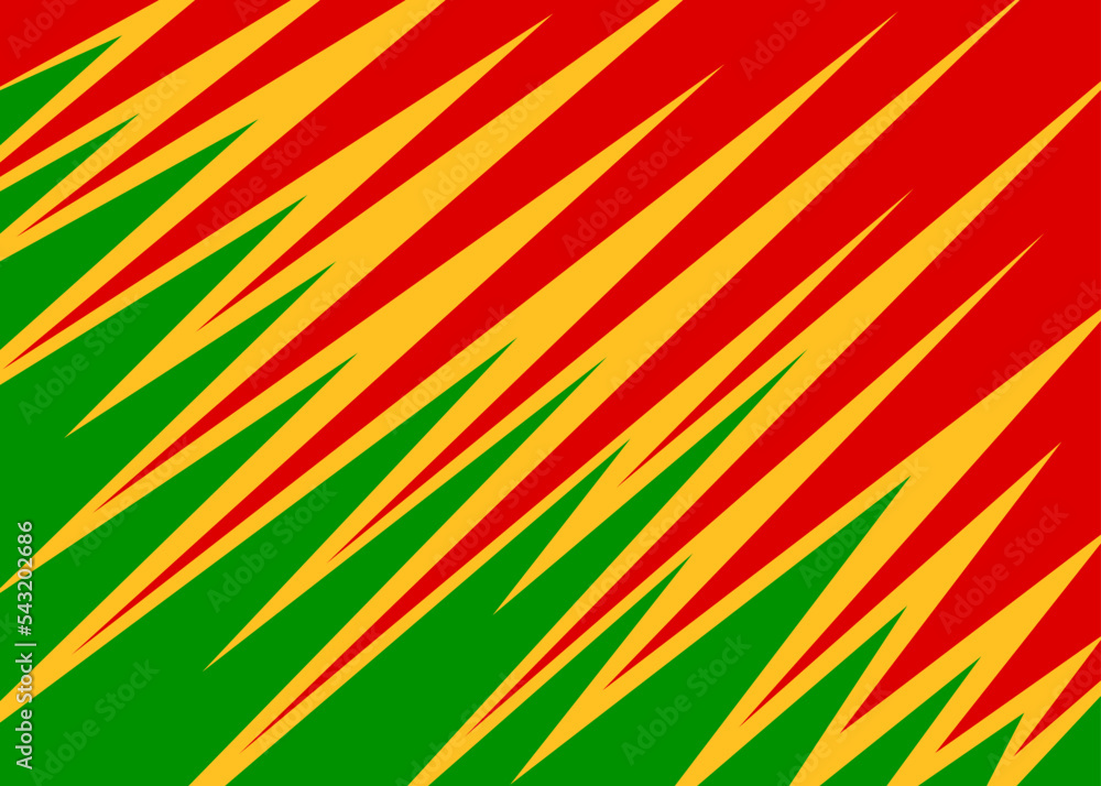 Poster simple background with diagonal colorful sharp pattern and with jamaican color theme