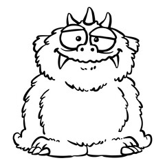 Fluffy cartoon monster for coloring page