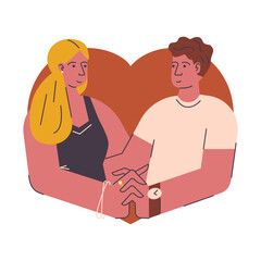 Happy hugging couple in love hold each other's hands. Family life concept.
